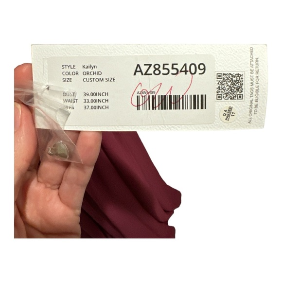 Azazie Kaitlyn style dress orchid custom size NWT - Picture 4 of 4